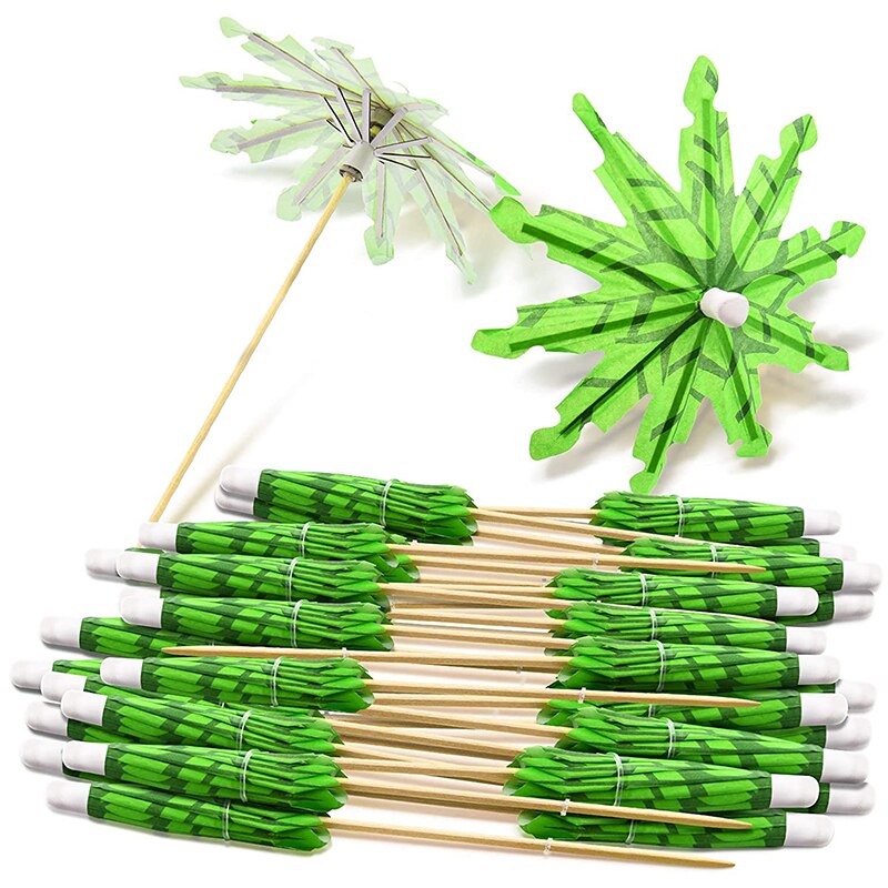 Groene Kokosnoot Boom Tandenstokers Papier Paraplu Tandenstokers Handgemaakte Cocktail Parasol Sticks Voor Cocktail Decoraties: Default Title