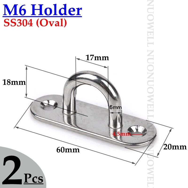 2Pcs M5 M6 M8 304 Rvs Houder Touw Haak Sluiting Connectors Deur Bout Haak Zonnescherm Netto Dekzeil Installatie onderdelen: M6 Oval