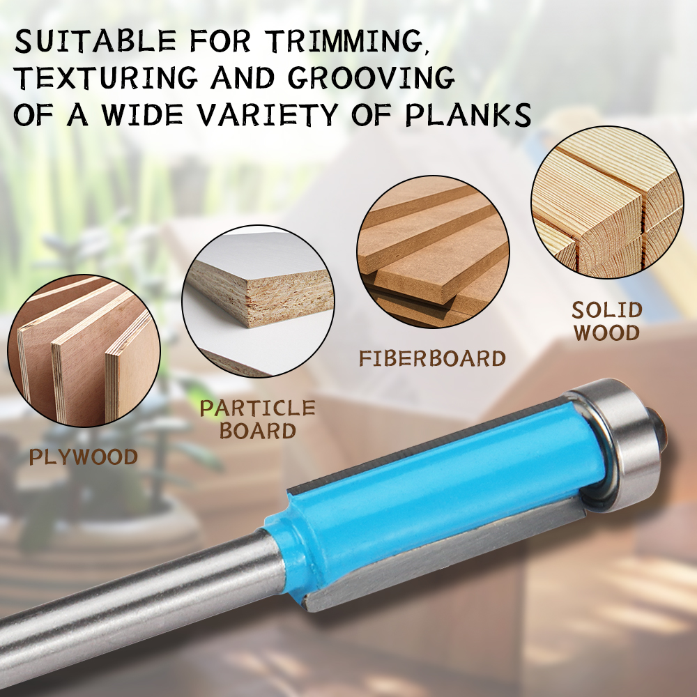Trimmen Router Bit Set 1/4'' Schaft mit Lager Wolfram Hartmetall Fräser Bit 6mm Schaft für Holz Cutter Fräsen werkzeuge