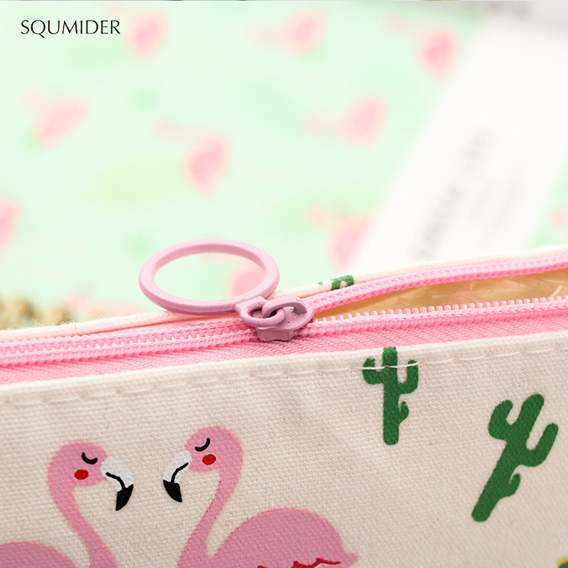 Kawaii Pencil Case Pink Flamingos Canvas Estuches School Pencil Box Pencil case Pencil Bag School Supplies Stationery