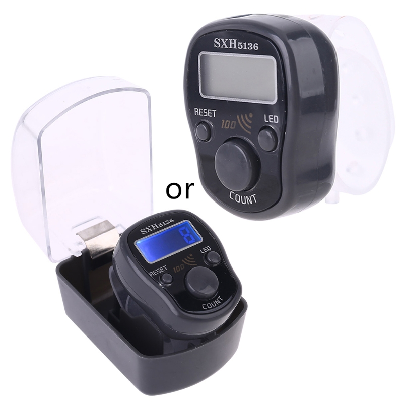 LED Finger Zähler Digitale Elektronische Zähler Runde Spur Handheld Clicker mit Ring Ziffern Anzeige Manuelle Dekompression Werkzeug: Grau