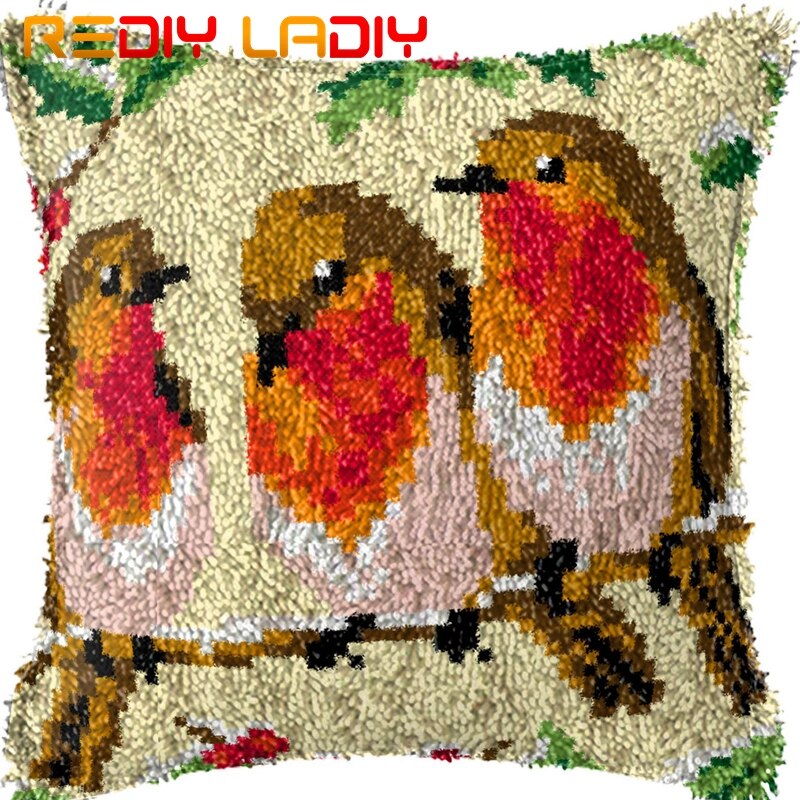Latch Hook Kits Make Your Own Cushion Two Lovely Cats Printed Canvas Crochet Pillow Case Latch Hook Cushion Front Hobby & Crafts: BZ937