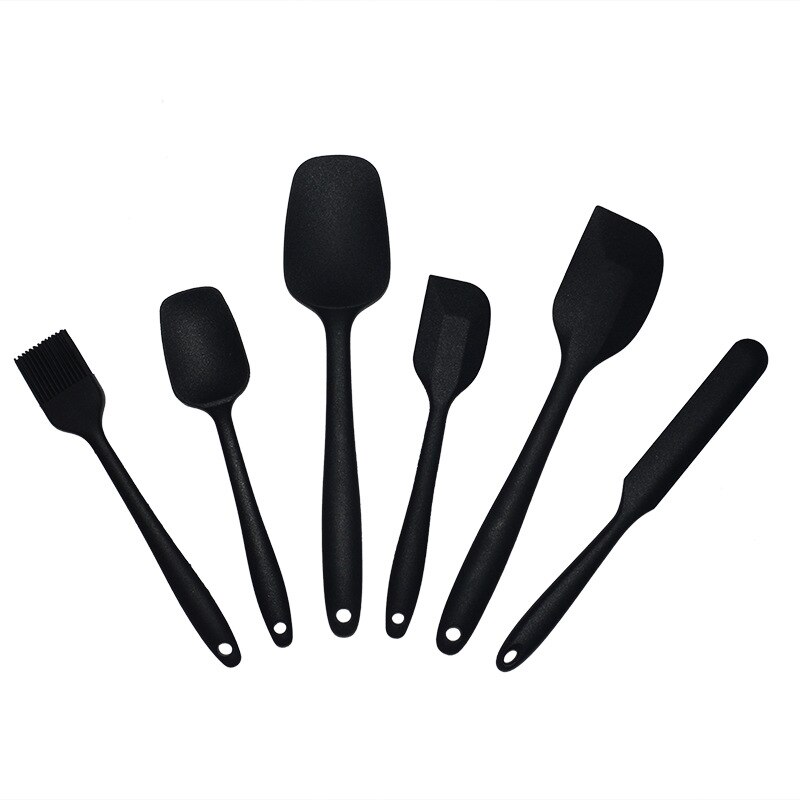 6PCS Kitchen Tools Silicone Kitchen Set Silicone Scraper Oil Brush Set Baking Utensils Color Box Kitchen Gadgets Cooking Tools: Black