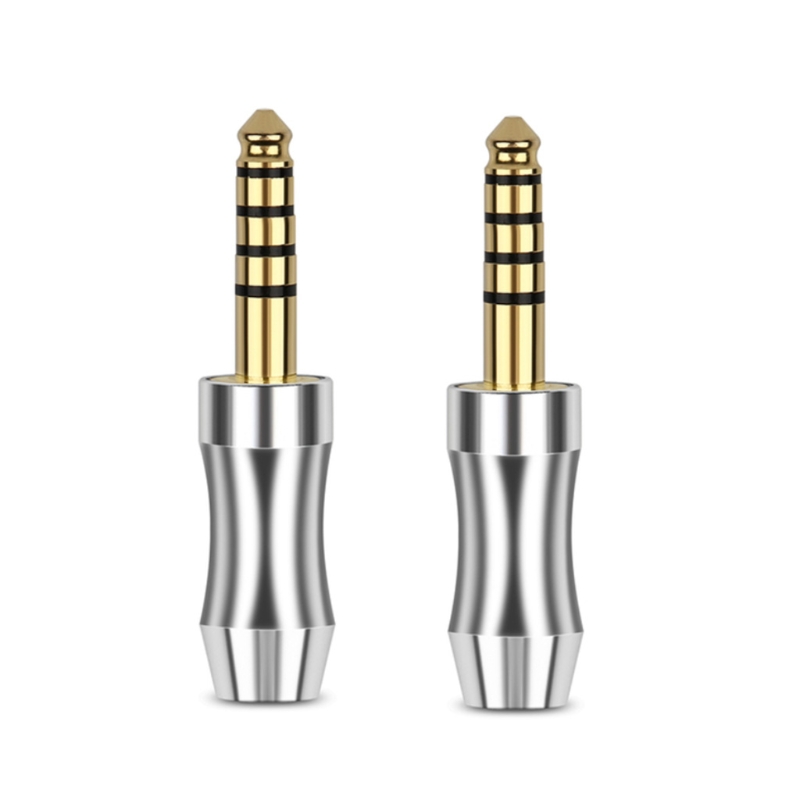 2 uds auricular de 4,4mm Plug para mejor de sonido experiencia 5 Pole Stereo auriculares con clavija de Audio adaptadores: Silver / silver