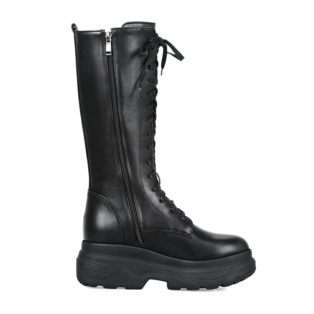 DoraTasia Big Size 33-43 Mid-kalf Platform Motorlaarzen Vrouwen Winter Dames Lace-up hoge Hakken Schoenen Vrouw