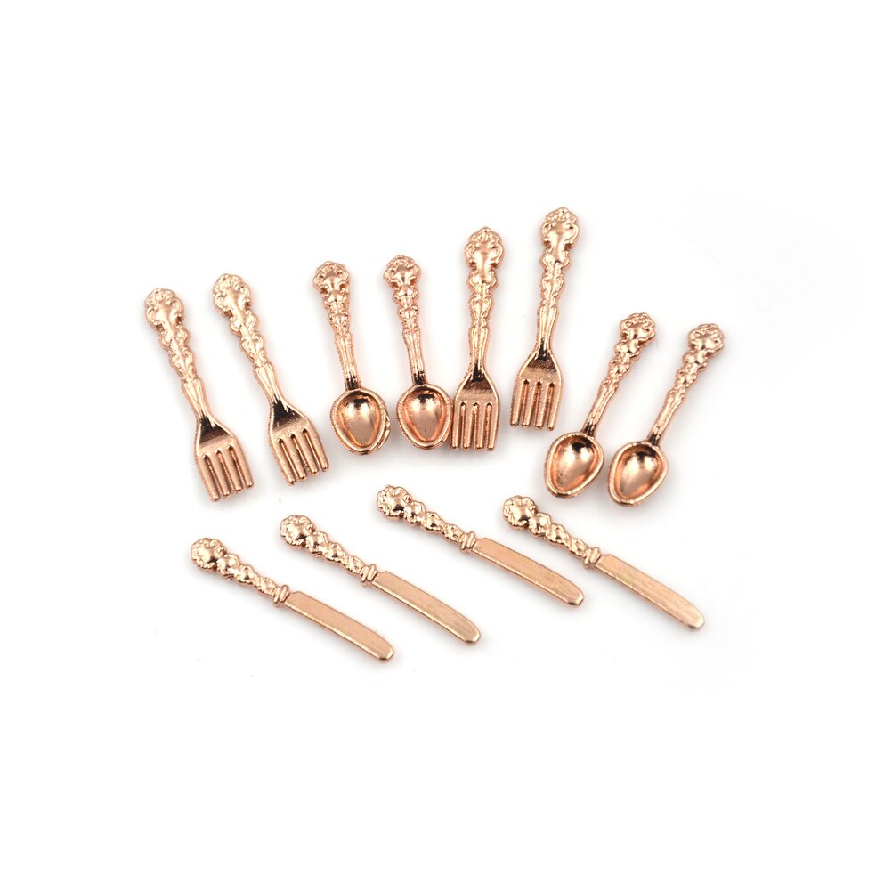 1Set 1:12 Fork Knife Soup Spoon Tableware Simulation Dollhouse Miniature Accessories Kitchen Food Furniture Toys