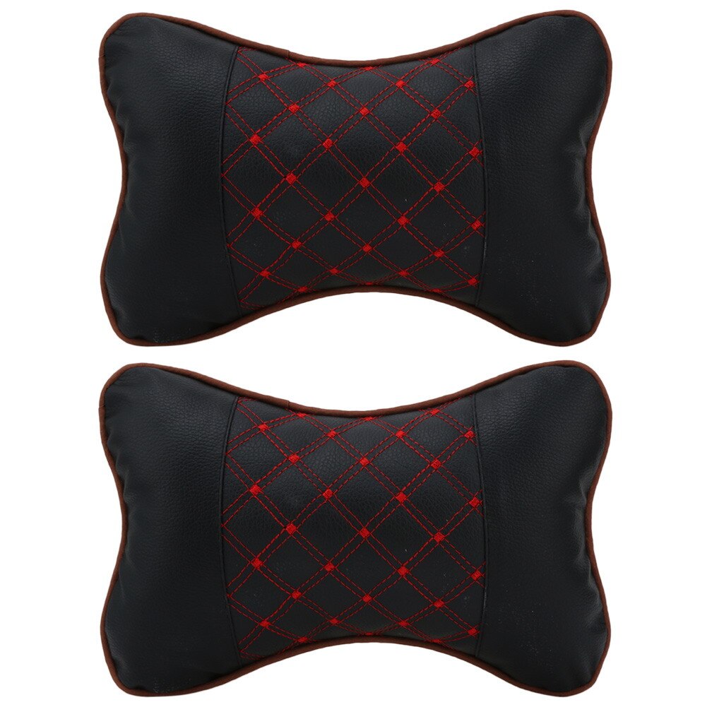 2 Pcs Couro PP Algodão Encosto de Cabeça Do Carro Pescoço Travesseiro Auto Tampa de assento Cabeça Pescoço Rest Almofada Encosto de Cabeça Pillow Car Styling Accessaries