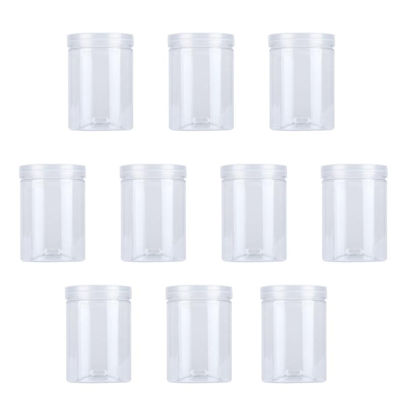 Tarros transparentes de plástico para alimentos, envases sellados con tapa, organizadora para caja Dulces, galletas, té, 10 unidades, 500ml