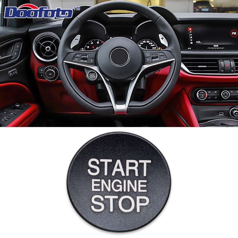 Doofo-pegatinas de para coche, carcasa de botón de arranque del motor para Alfa Romeo Giulietta Stelvio 159 Giulia, accesorios para coche: Button Cover Black