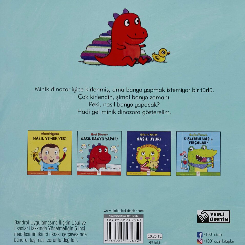 Boek, Kinderen, Turkse Taal, Hoe Doet Weinig Dinosaurus Een Bad Nemen, Kid 'S Onderwijs, lezen, 24 Pagina 'S, Taal Leren