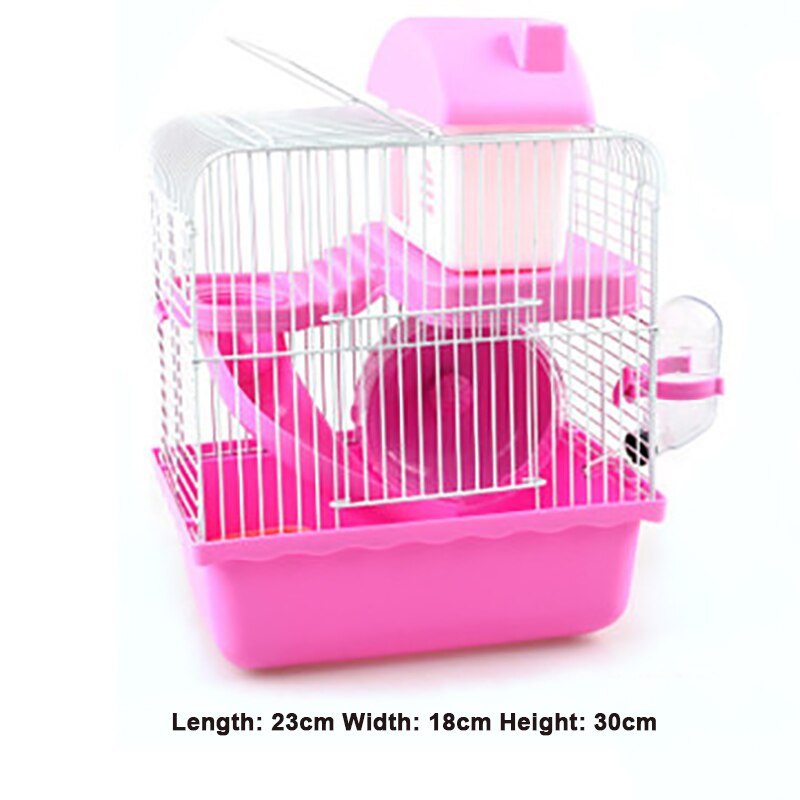 Cage métallique en forme de Villa à Double étage avec bol d&#39;alimentation, jouet de patinage à roulettes, petit château, Cage Hamster à Double étage: B-3