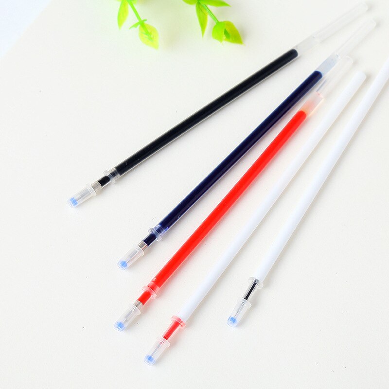 10 pc White Color Shell Gel Pen Refills 0.5mm Black Ink Kawai Pattern Office Stationery Supplies 13cm Length
