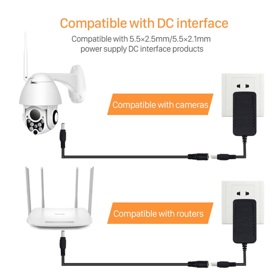 BESDER Standard DC12V Energie Verlängerung Kabel 3 Meter/ 10FT Jack Buchse 5,5mm x 2,1mm Männlichen Stecker Verlängerung kabel Für 12V CCTV Kamera