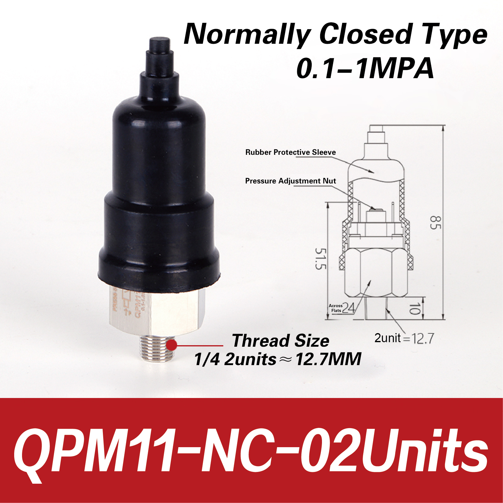QPM11-NO QPM11-NC Adjustable Air Pressure Switch 1/4 1/8 Inch Pneumatic Diaphragm Hydraulic Pressure Control for Compressor: Brown