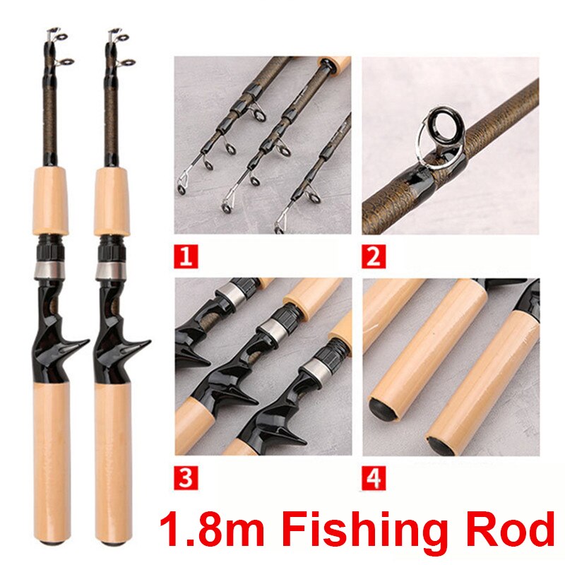 1.8m Casting Fishing Rod Combo and Reel Full Kit Baitcasting Fishing Reel Gear Pole Set 100M PE Fishing Line Lure Kit