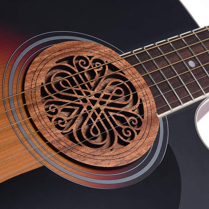 Guitarra boca de madera sonido agujero cubierta bloque realimentación Buffer madera de caoba para EQ guitarras folclóricas acústicas 7 #