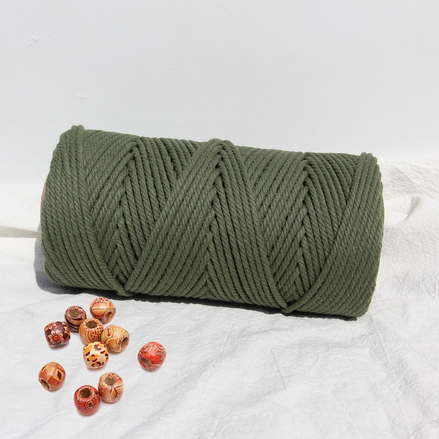 4 mm natuurlijk katoenen macrame touw macrame katoenen koord voor muuropknoping plantenhangers ambachten cadeauverpakking en bruiloftsdecoraties: Beige