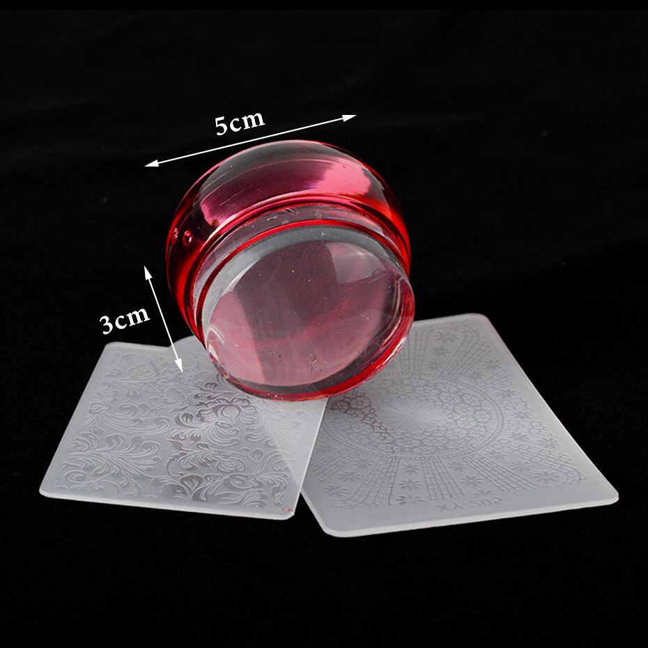 1set Einfach-Französisch Nagel Stamper Monocle Klar Gelee Drucken Silikon Transfer Druck Schaber Nagel DIY Vorlage Stanzen