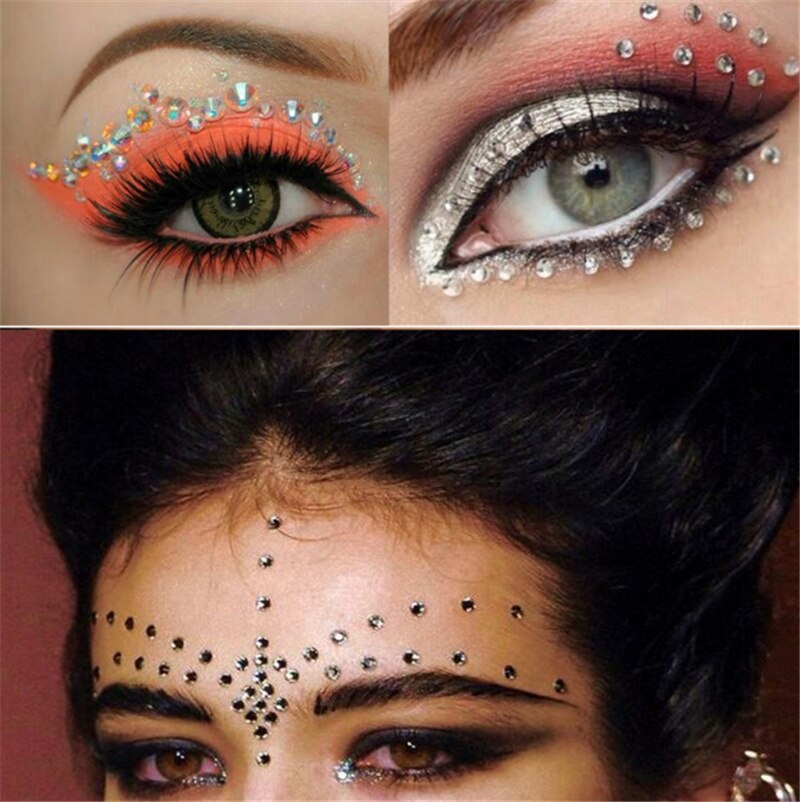 DIY Adhesive Face jewels Gems Temporary Tattoo Eyes Jewels Festival Party Body Gems Rhinestone Flash Tattoos Stickers Body