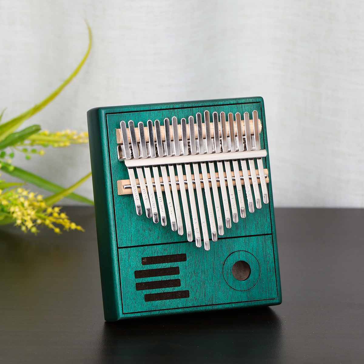 Kalimba 17 Key Thumb Piano Wood Mahogany Mbira Musical Instruments Kalimba Piano Music Box Calimba Karimba with Learning Book: Peacock blue