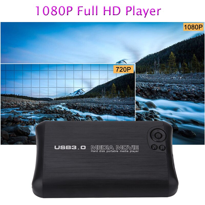 Reproductor multimedia SATA de 2,5 &quot;, 1080P, USB 3,0, HDD externo, con HD, AV, Coaxial, compatible con MKV, H.264, RMVB, WMV, reproductor MP4 portátil
