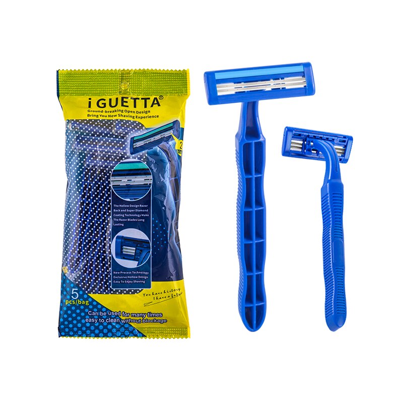barbe rasoirr facial razor double face men shaver rasoir securité rasoir manuel IGUETTA Tendance 2 Couches Rasoir Visage 5 pièces Socle Pour Rasoir De Rasage Rasoir Visage Bleu Couteau Pour homme CN (origine)