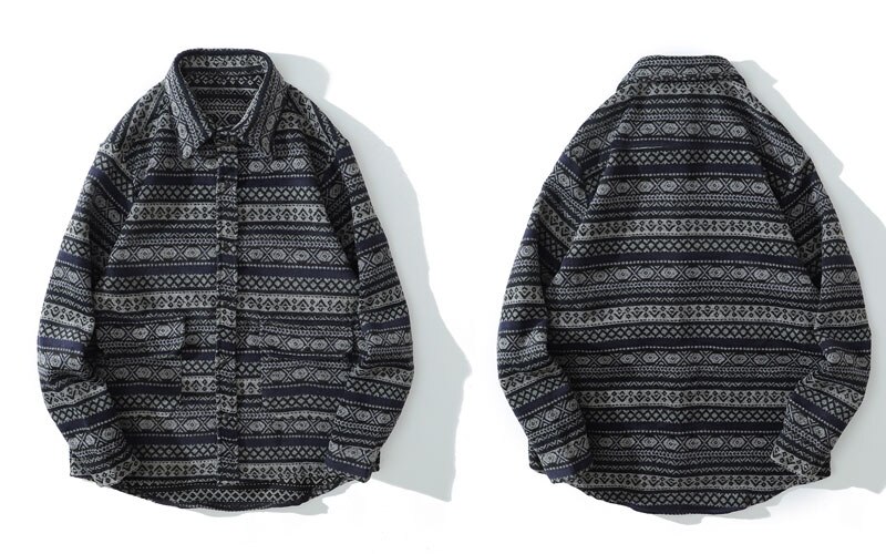 Gonthwide lange ermer tykke skjorter kåper streetwear hip hop geometri farge blokk stripete skjorter herre harajuku casual skjorte topper: Blå / L