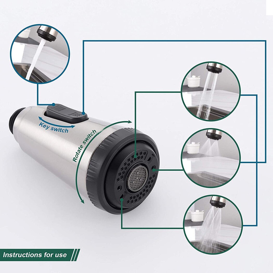 Home Spray Head Kitchen Pull Out Replacement Shower Silver Garden Faucets