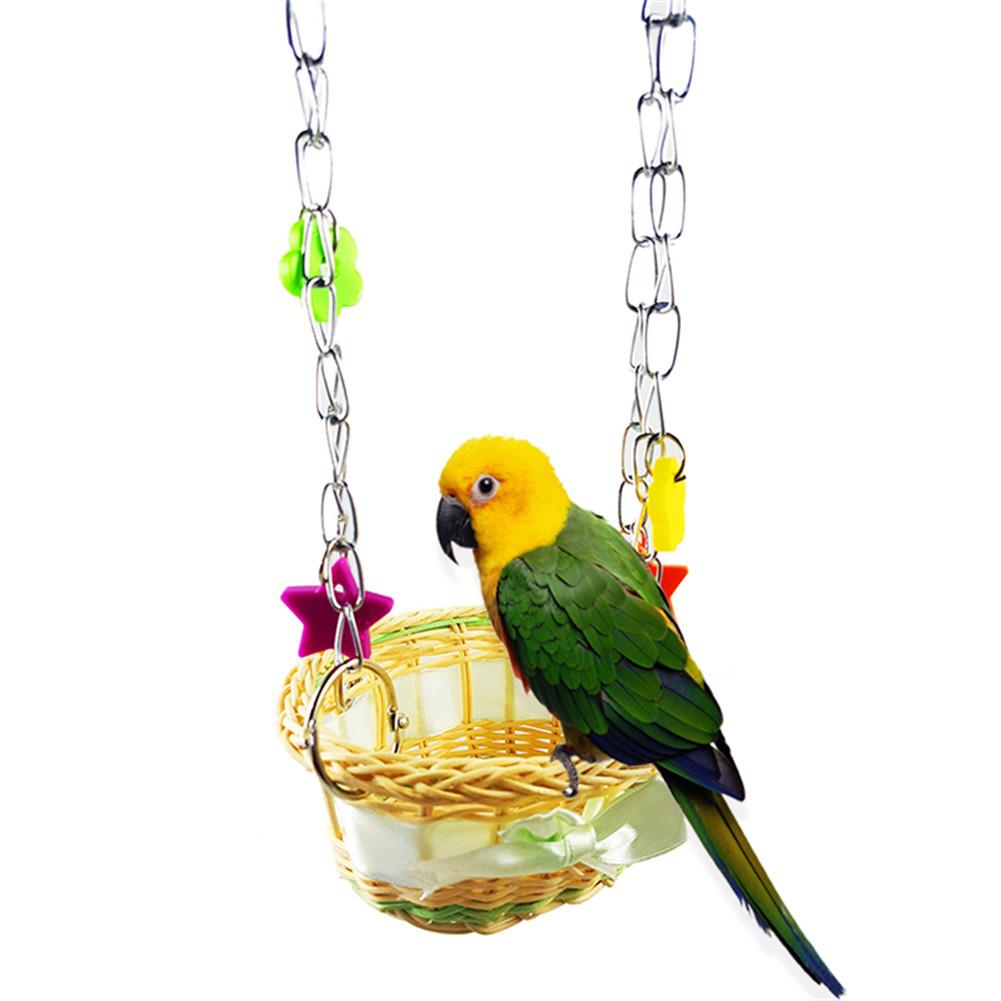 Pet Bird Parrot giocattoli per maglieria a mano uccello pappagallo letto Sling Chain amaca giocattoli gabbia pendente Decor per arrampicata e mordere