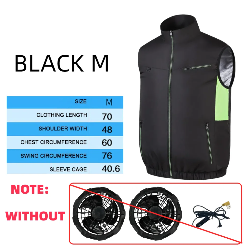 Ventilatorvest, elektrisch koelvest, koelvest met airconditioning, wandelkleding, koelvest voor 13 uur bij hoge temperaturen, visvest: Groente