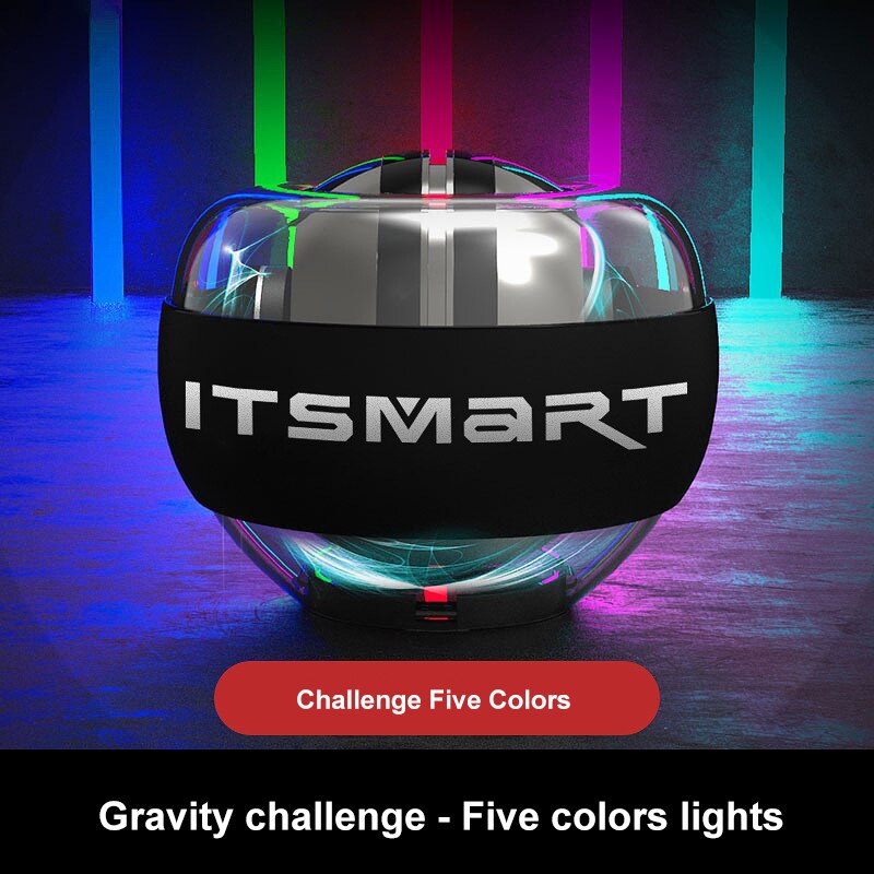 Self-Starting Gyroscope Wrist Ball Super Powerball Hand Strengthener Gyro Arm Force Trainer Muscle Relax Gym Fitness Equipment: Five-color Light