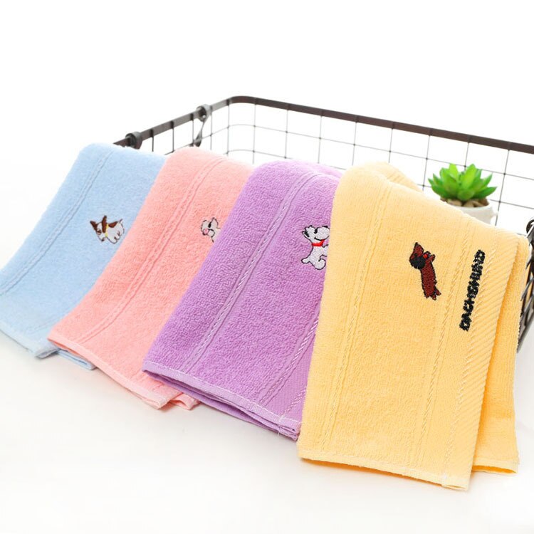 cotton children face cleaning towel 25*50cm embroidery cartoon dog towel Super absorbent kindergarten towel Baby bath towel