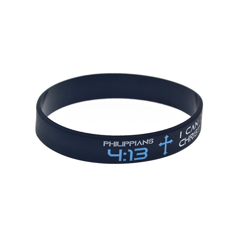 OBH 50PCS Philippians 4 13 I Can Do All Things Through Christ Who Gives Me Strength Silicone Wristband