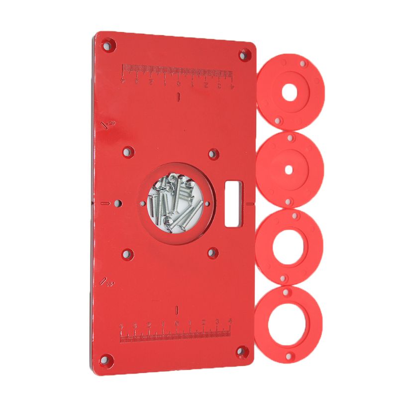 Metal Router Table Insert Plate with 4 Rings Screws for Woodworking Benches Trimmer Machine