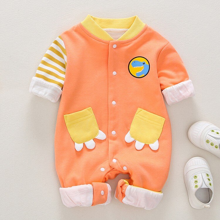 Abbigliamento bambino 2020 Primavera proprietà Dinosauro Tute E Salopette bambino corpo E Pagliaccetti per Il bambino Delle Ragazze Tuta costume Appena nato Del bambino Dei Ragazzi Vestiti: Arancione / 12m