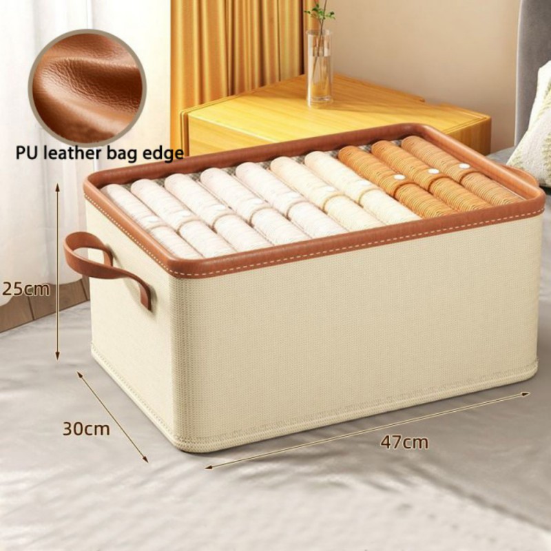 Foldable Home Storage Box Clothes Trousers Home Multi-functional Compartment Drawer Wardrobe Soild Color Storage Boxes: Clear