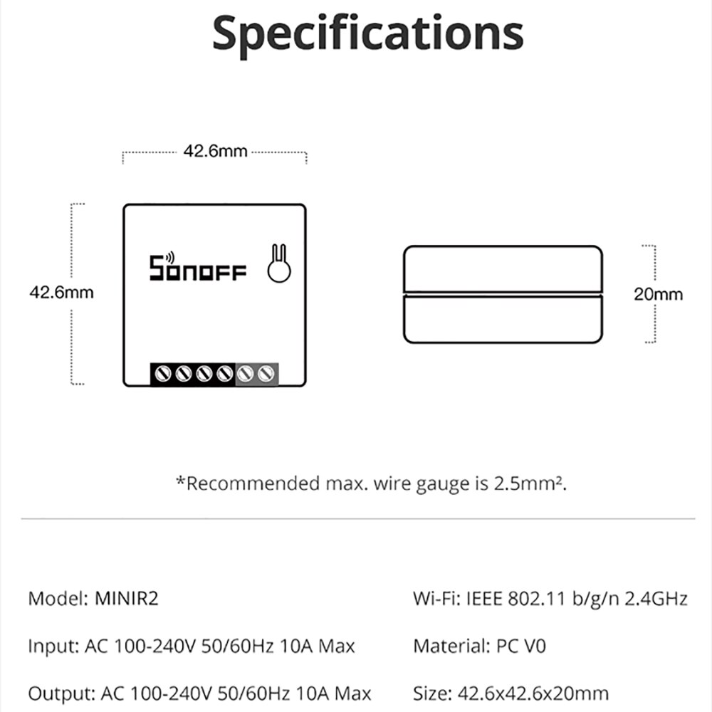 SONOFF MINIR2 Two-way DIY Smart Switch(MINI Upgrade) WiFi Switch Programmable Light Switch Timer Support SPDT/Rocker Switches