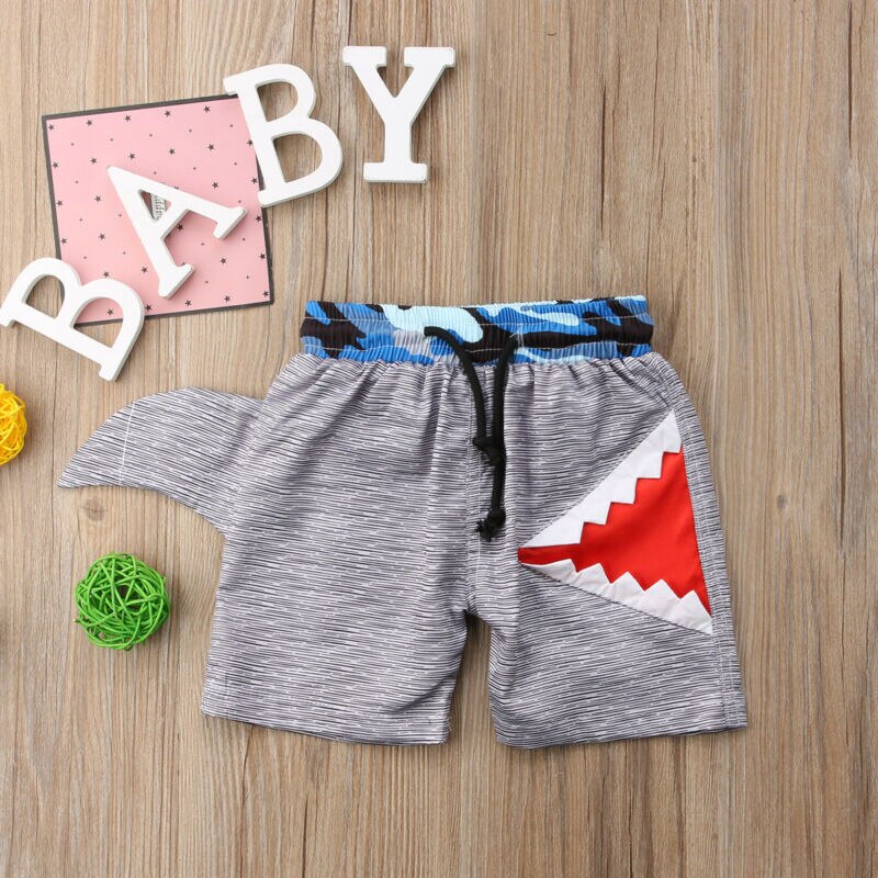 Trend børn baby drenge badebukser søde haj mønster elastisk talje sommer badeshorts 80-140cm