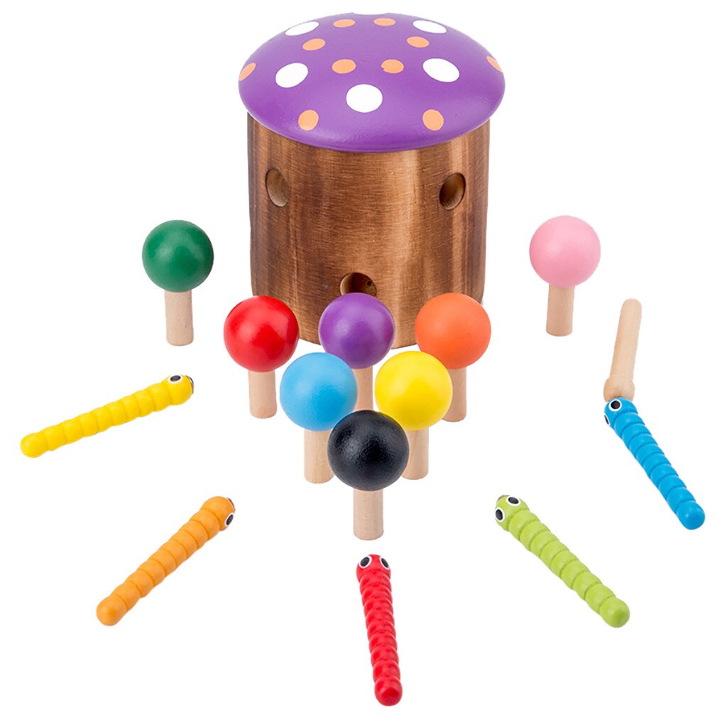 Educatief Baby Kids Houten Magnetic Catch Insect Zuigeling Intelligentie Speelgoed
