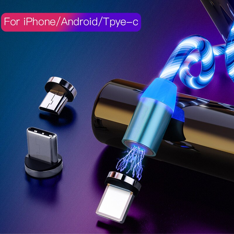 Câble USB Micro et LED de Type C, 1M, lumière aux couleurs vives, Charge rapide, pour iPhone 11, 12 Pro Max, 6S, 7, 8 Plus, X, XR, XS