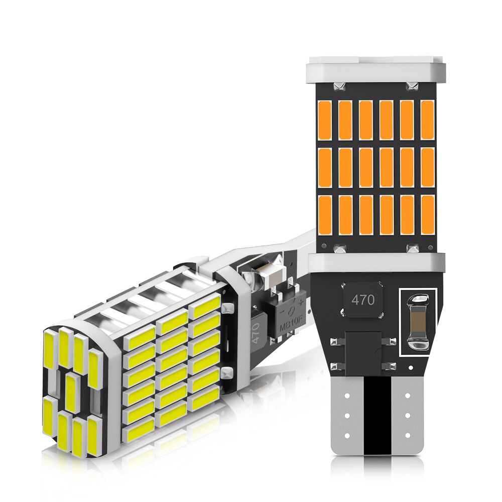 Bombillas LED Canbus T15 W16W WY16W 4014 45SMD para coche, lámpara de marcha atrás, sin Error, blanco, rojo, ámbar, 6000K, 2 uds.