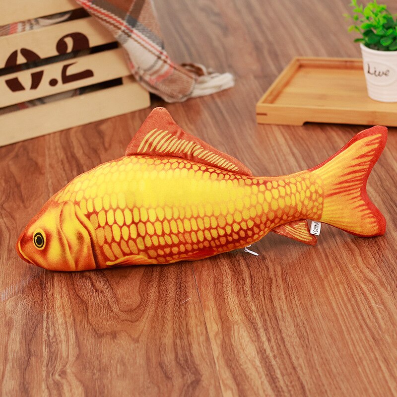 Haustier Weichen Plüsch Kreative 3D Karpfen Fisch bilden Katze Spielzeug Katzenminze Fisch Gefüllte Kissen Puppe Simulation Fisch Spielen Spielzeug für Haustier: Gold Karpfen / 30cm mit  Reißverschluss