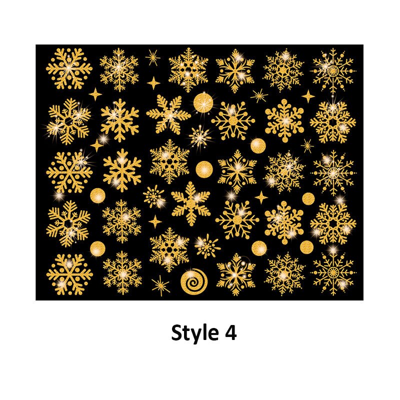 Merry Christmas Gold Garland Stickers Shining Tree Window Sticker Xmas Wall Decals Year Showcase PVC Wall Paper Home Decor: Style  4