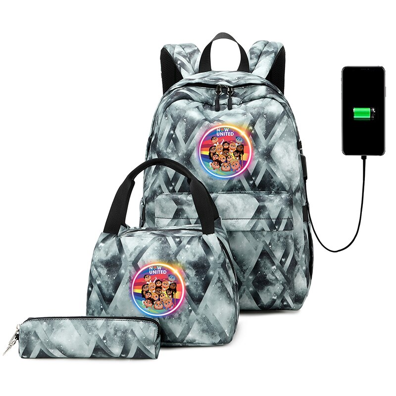 3 stücke Jetzt Vereinigten Schule Rucksack Student USB Lade Schöne Reise Rucksack Für Kinder Teenager Schule tasche Mochila: 014