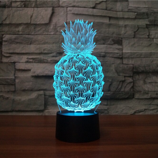 Novità novità 3D Ananas Ananas LED Night Light 7 cambia colore Home Room Decor bambino bambini Baby Sleeping Desk Lamp regali per Festival