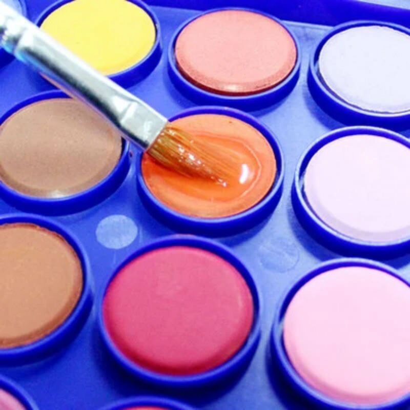 36 kleur/set van draagbare plastic doos reizen effen aquarel verf set voor kinderen aquarel kunst levert geven een borstel