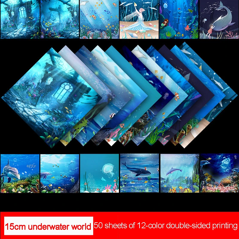 50 Double Sided Starry Pattern Origami Paper Folding Crafts Paper For DIY Hand Crafts Arts Creativity School Lessons Home Decor: DEEP BLUE