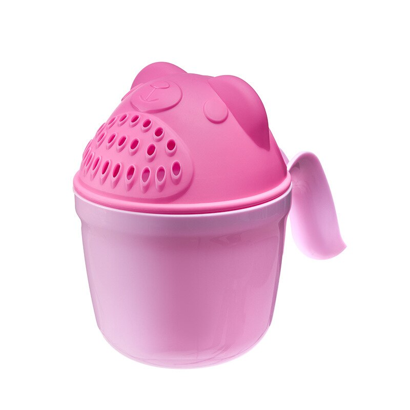 Petit seau de douche en forme de cuillère mignonne pour bébé,accessoire de bain pour nourrisson, décoré à thème de dessin animé, outil pour baignoire d&#39;enfant, écope, shampooing,: Bend handle pink