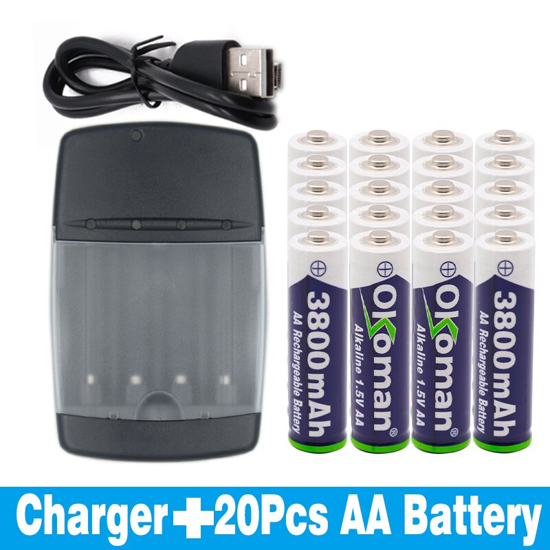 AA 3800mah 1.5V alkaline rechargeable battery for LED light electric toy battery and four-slot alkaline battery charger: Yellow