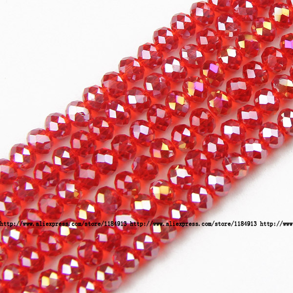 JHNBY forma redonda de lujo perlas de cristal austriaco de 6mm 50 Uds. Cuentas sueltas rondeles bola de cristal pulsera joyería DIY: Y610 Red